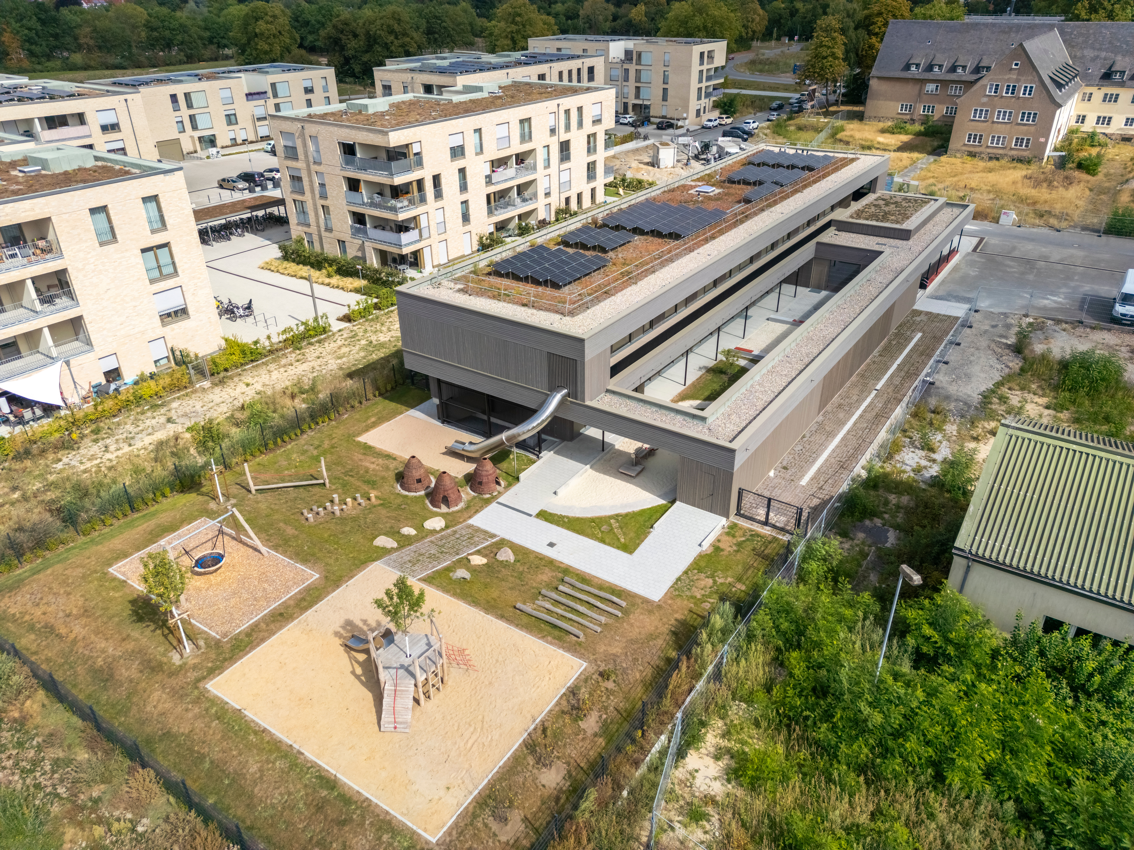 Luftbild der neugebauten Kita Oxford