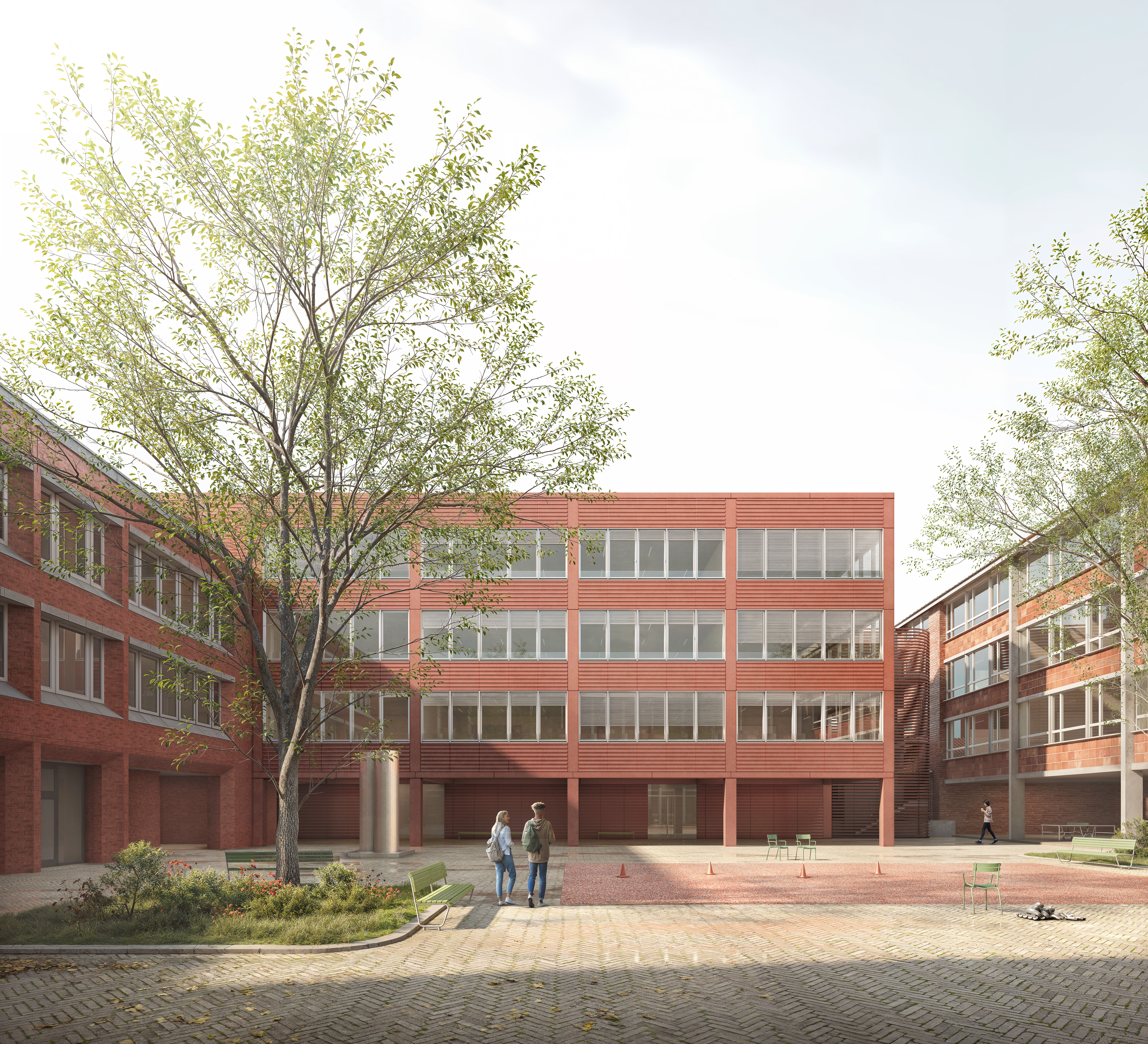 Die Stadt Münster plant die Erweiterung des Gymnasiums Paulinum in der Innenstadt. An der östlichen Seite der Sporthalle soll ein viergeschossiger Anbau entstehen. Das sieht eine Beschlussvorlage vor, über die der Rat der Stadt in seiner Sitzung am 21. Mai entscheidet.