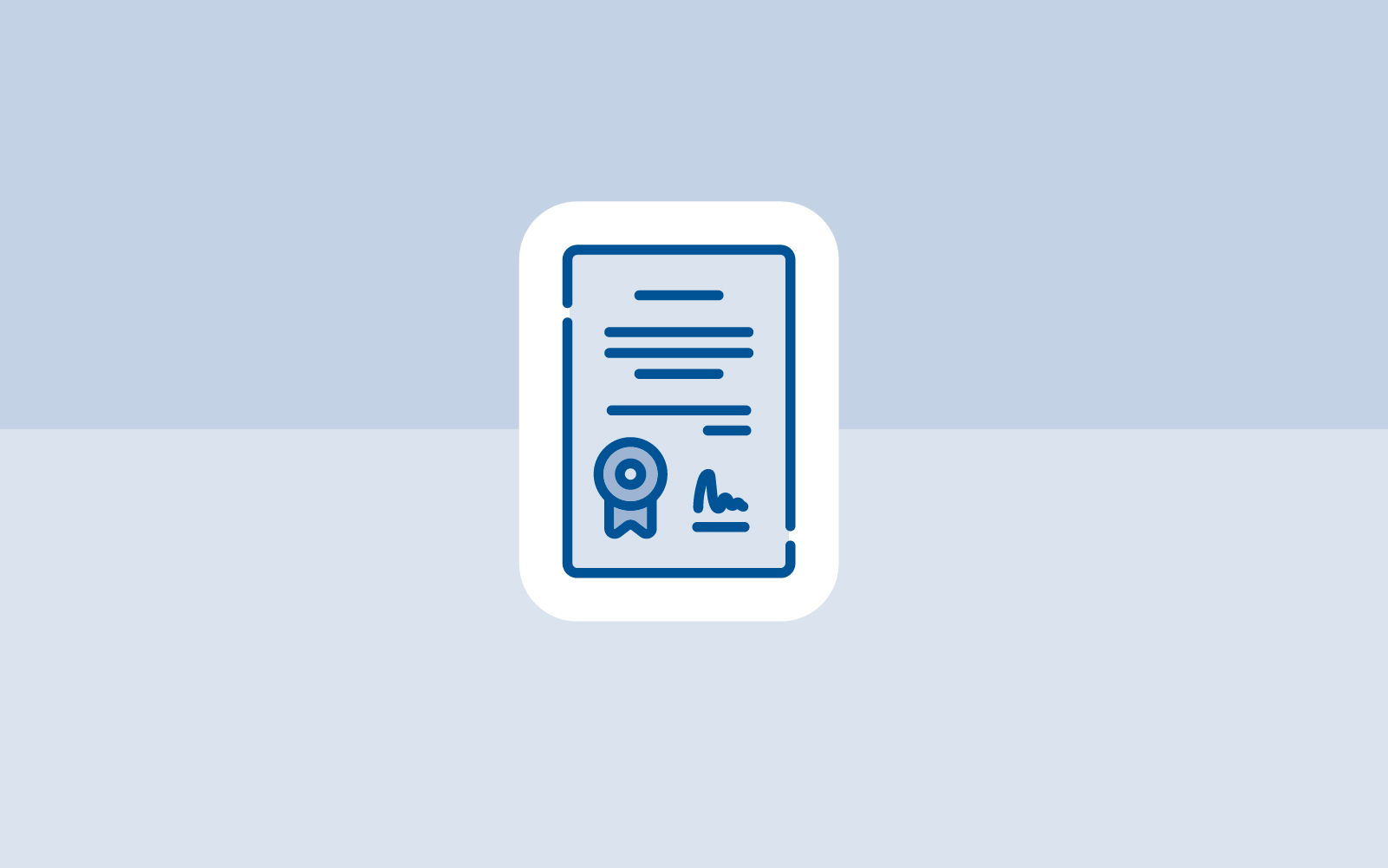 Icon auf zweifarbigem graublauem Hintergrund: Zertifikat