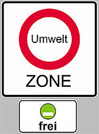 Umweltzonen-Schild, grüne Plakette frei