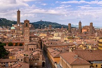 Panoramablick von Bologna, Dächer, Türme