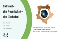 Plakat "Ein Planet – eine Freundschaft – eine (E)mission!"