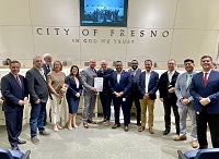 Group picture: Reception of the delegation in the Fresno City Council