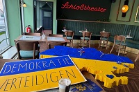Ukraine-Karte in gelb-blau