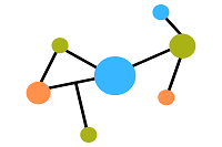 Netzwerktreffen, graphische Darstellung, bunte Kreise