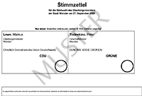 Musterstimmzettel für die Stichwahl zum Oberbürgermeister