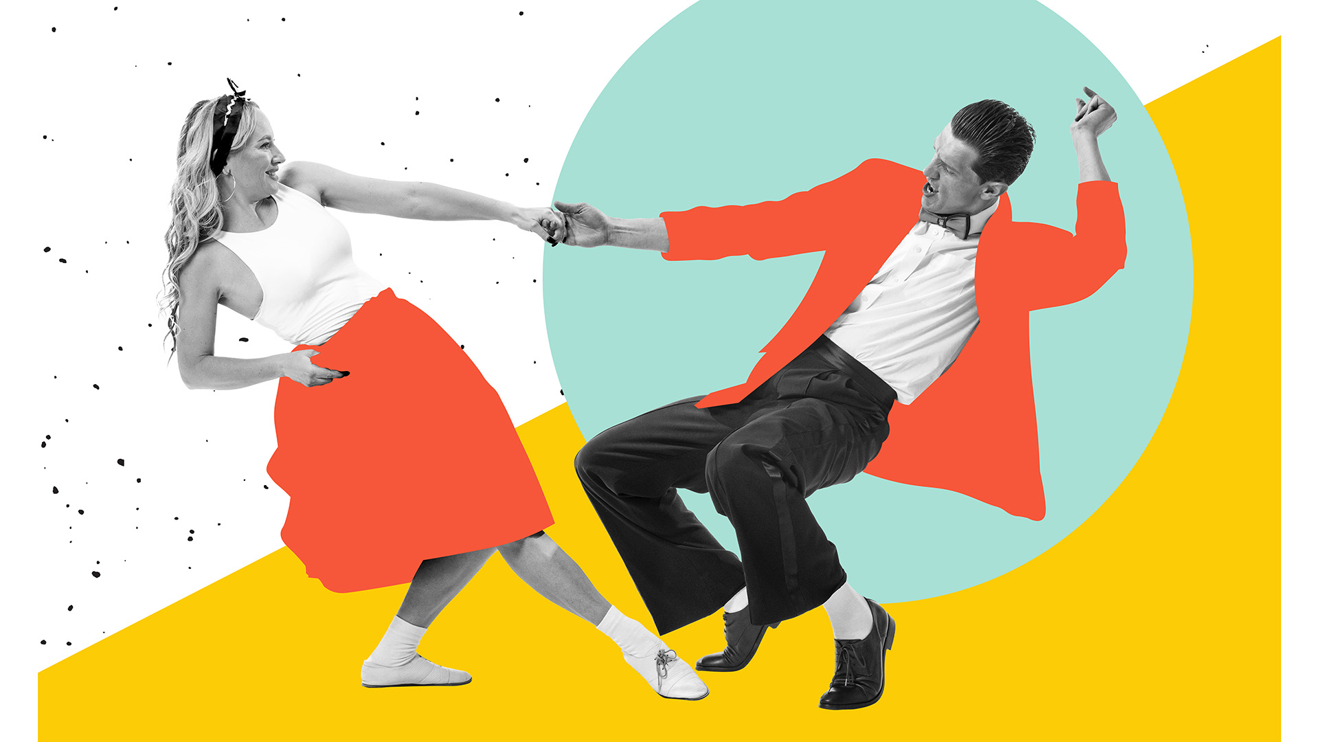 Lindy Hop Tänzer in bunten Farben