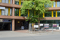 Das Bild zeigt den aktuellen Eingang der vhs Münster am Aegigiimarkt 2.