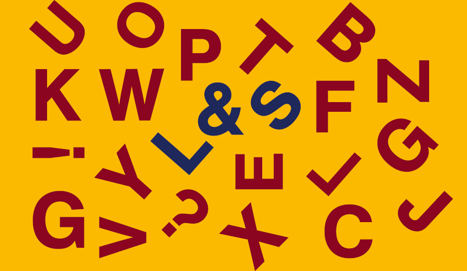 Verschiedene Buchstaben auf gelbem Hintergrund