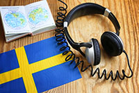 Schweden-Flagge und Kopfhörer Schweden-Flagge und Kopfhörer