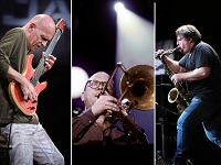 Die drei Fotos zeigen von links nach rechts: Marc Ducret, Samuel Blaser, Liudas Mockūnas. 