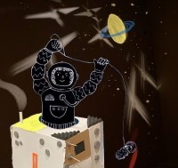 Collage mit Astronaut. 