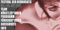 Plakat mit Schriftzug des Demokratiefestivals