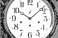 Uhr mit Zifferblatt - Illustration zum Stück "Zurück auf Anfang"