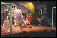 Abbildung einer Bühne mit gemalter Kulisse