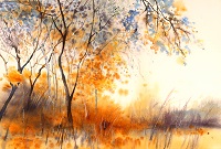 Landschaftsaquarell der Malerin Susanne Hohaus.