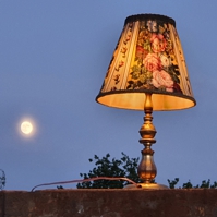 Tischlampe vor Vollmond