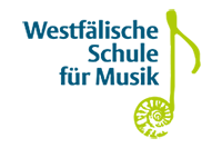 Signet der Westfälischen Schule für Musik: Note mit Schriftzug