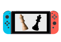 Eine Nintendo Switch mit abgebildeten Schachfiguren