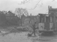 Schwarz-weiß Fotografie des zerstörten Münster