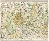 Karte des Kartografen Johannes Gigas vom südlichen Teil des Bistums Münster um 1625