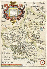 Mascop-Karte (Fürstbistümer Münster und Osnabrück) aus dem Atlas "Theatrum Orbis Terrarum" von Abraham Ortelius, 1570