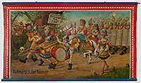 Linkes Seitenbild von 1914 des Schießstandes Fritz Genert mit dem Aufmarsch der Römer
