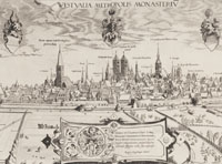 Kupferstich mit Stadtansicht von Münster