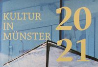 Kultur in Münster 20/21 blau hinterlegtes Logo mit dem Text Kultur in Münster 20 21