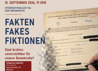 Veranstaltungsplakat: Podiumsgespräch am 15.9. mit Münsters Archiven