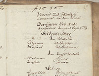 Abbildung einer Seite eines Ratsprotokolls von 1586 mit Auflistung der Ämterbesetzung