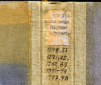 Abbildung eines Einbandes mit der Aufschrift  VIII 245 Schatzungsregister Lamberti