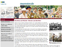 Startseite der Präsentation zur Geschichte der Briten in Münster Screenshot von der Einstiegsseite in die Online-Präsentation Münster und die Briten