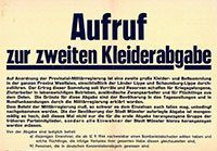 Plakat Aufruf zur Kleiderabgabe