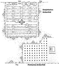 Lageplan des polnisches Ehrenfeld auf dem Waldfriedhof Lauheide