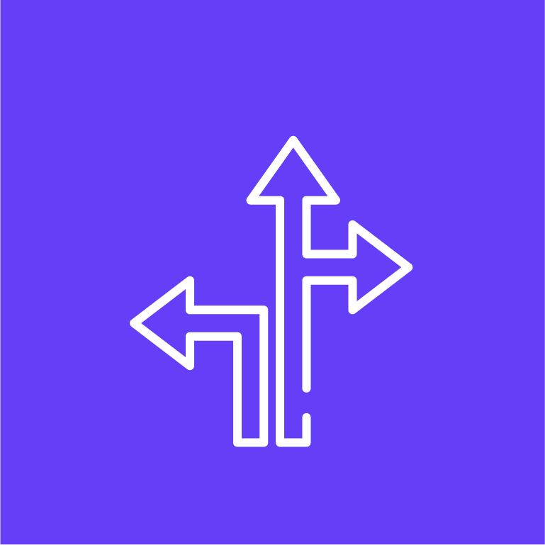 Icon mit drei Pfeilen nach oben rechts und links