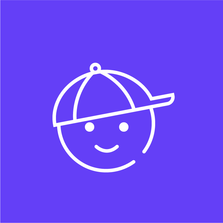 Icon eines Kreises mit Gesicht und Schirmmütze