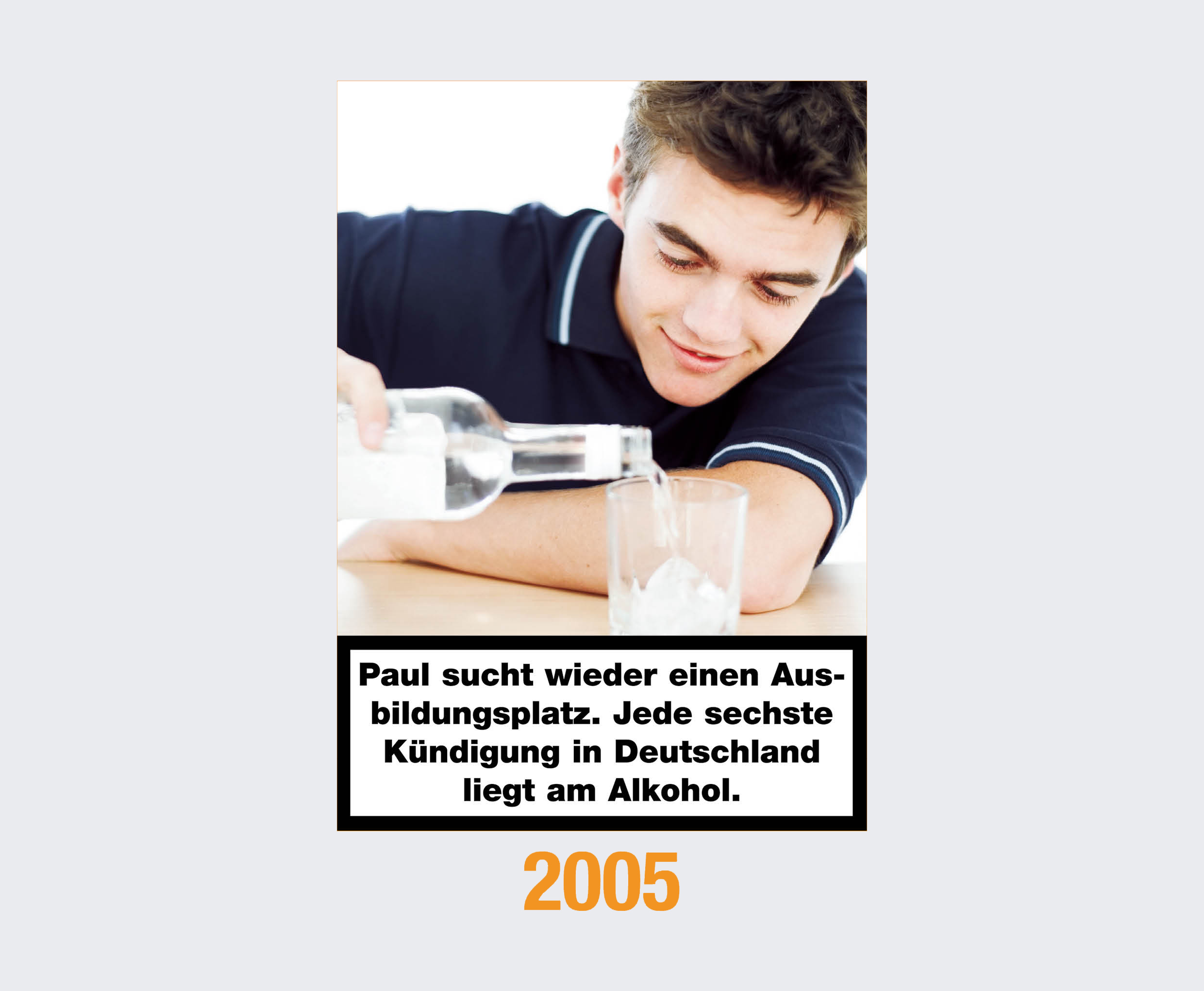 2005: Paul sucht wieder einen Ausbildungsplatz. Jede sechste Kündigung in Deutschland liegt am Alkohol. 