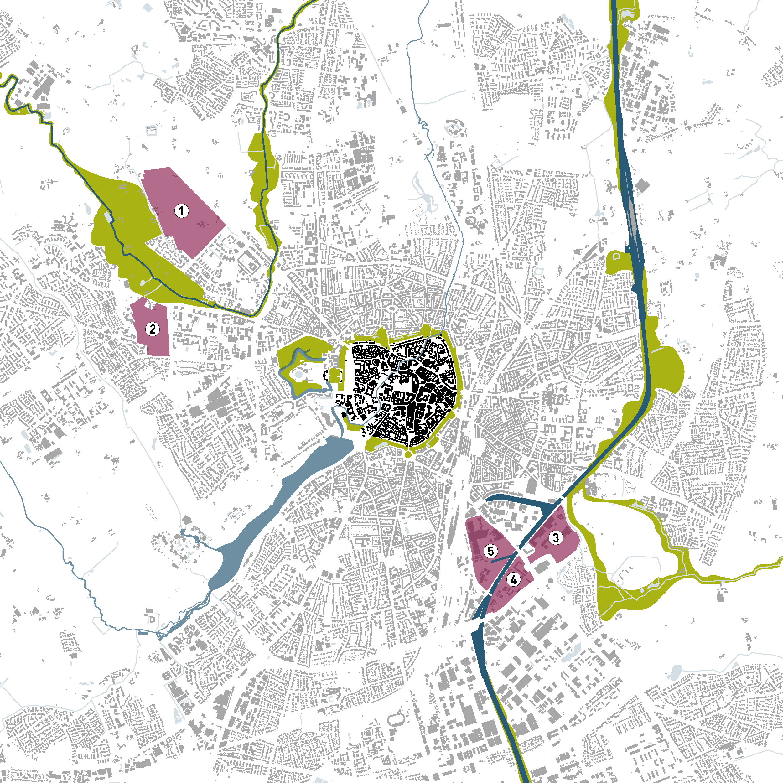 Darstellung Münster Modell Quartiere und Lage in der Stadt Münster