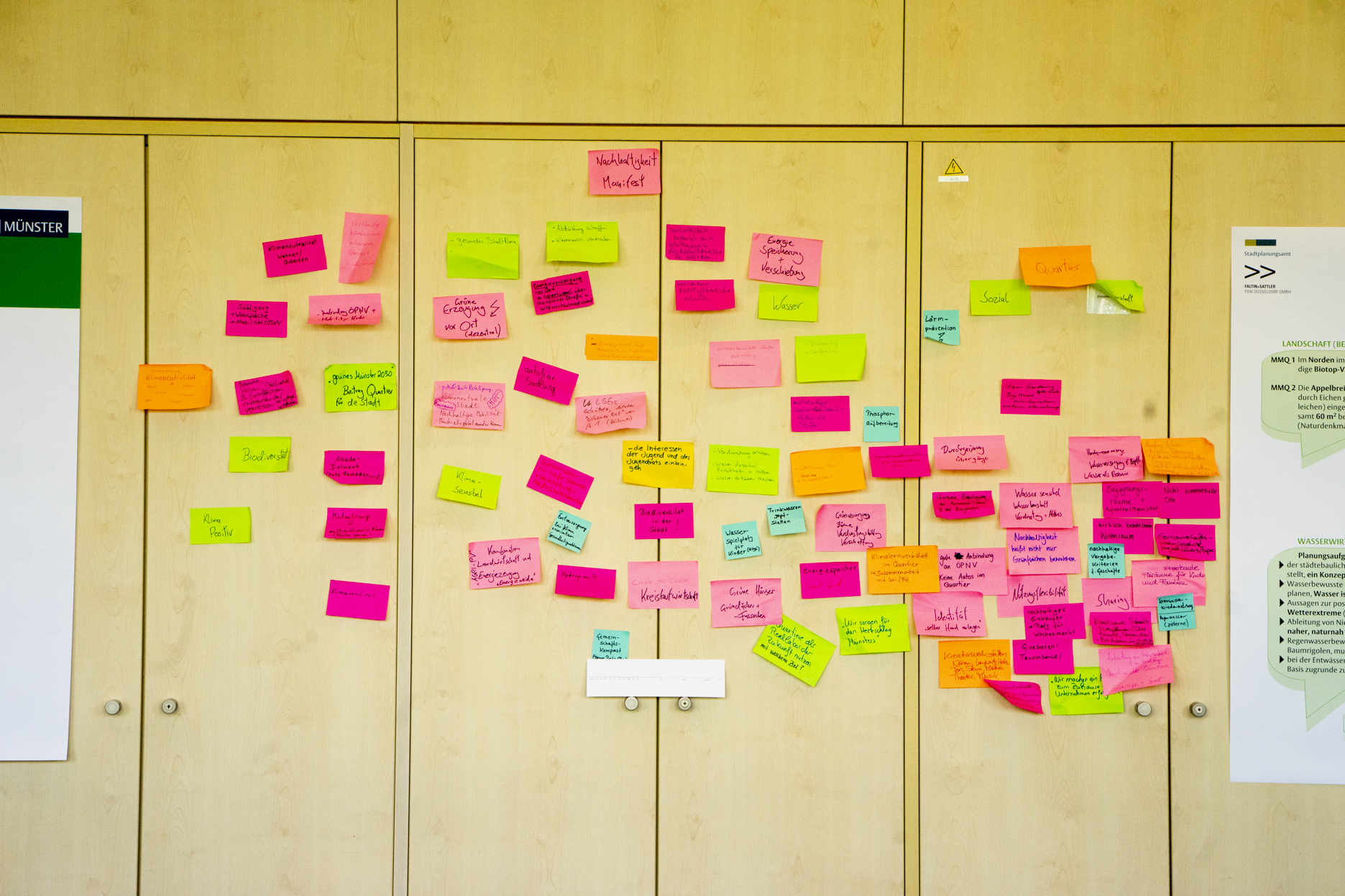 Notizen an der Wand