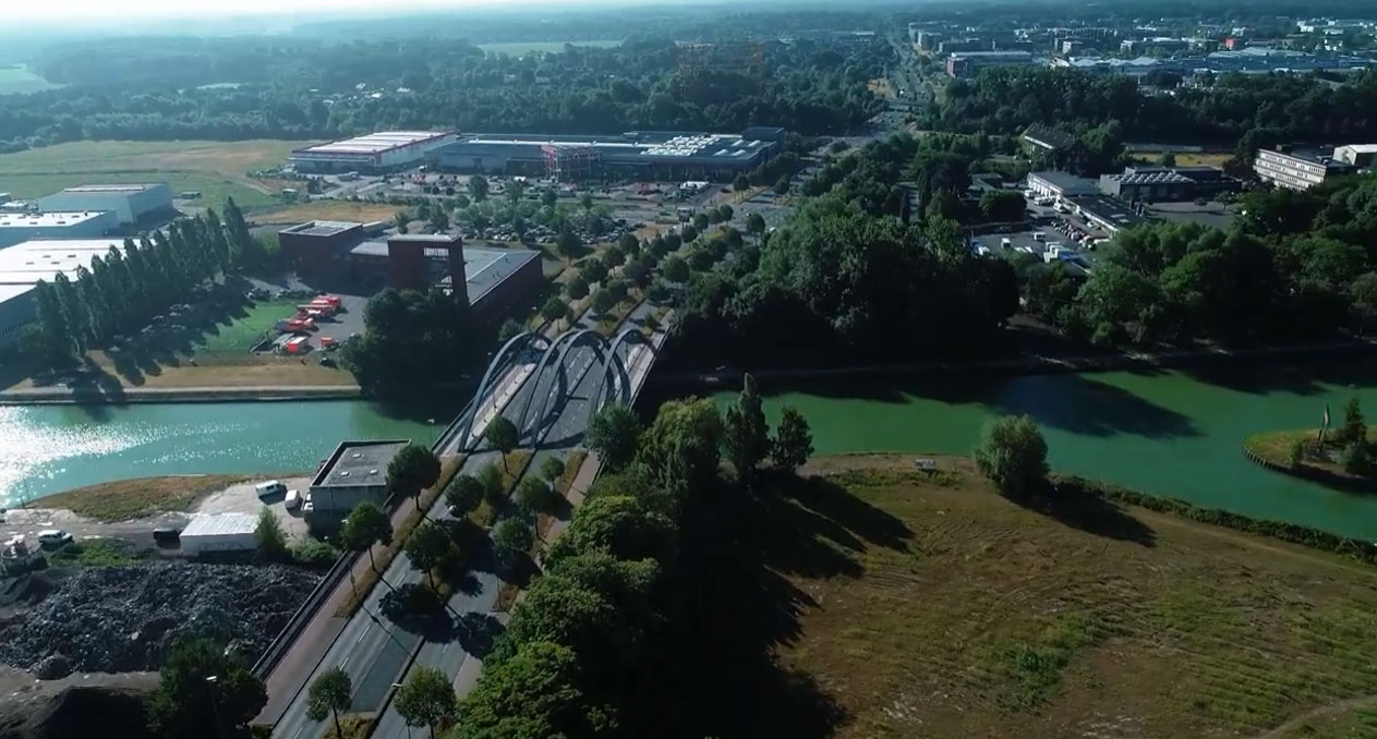 Die Münster Modell Quartiere 3, 4 und 5 als Vogelflug