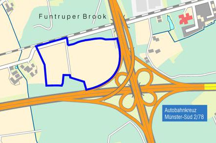 Stadtplanausschnitt mit dem Bereich der Flächennutzungsplanänderung