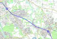 Stadtplanausschnitt mit den beiden Standorten der WLE-Haltepunkte