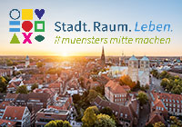Luftbild mit Logo Münsters Mitte Machen