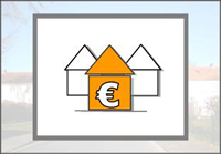 Illustration: Hausumriss mit Euro-Zeichen