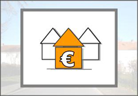 Vermarktung Illustration: Hausumriss mit Euro-Zeichen
