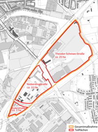 Abgrenzung der neuen urbanen Stadtquartiere
Plan: Stadt Münster