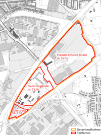 Abgrenzung der neuen urbanen Stadtquartiere
Plan: Stadt Münster