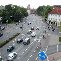 Stadtplanausschnitt mit Markierung der Zählstellen