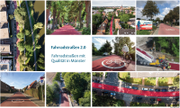 Bildcollage der roten Fahrradstraßen in Münster